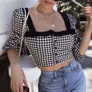 BCBGeneration gingham crop top M